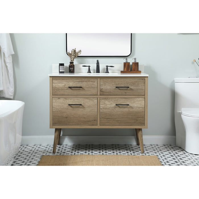 Elegant Boise 42" Single Bathroom Vanity, Natural Oak/Backsplash