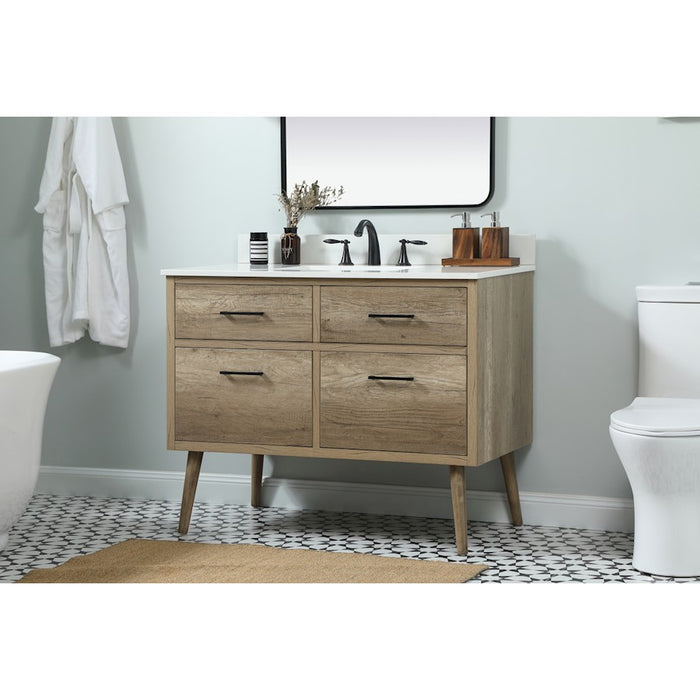 Elegant Boise 42" Single Bathroom Vanity, Natural Oak/Backsplash