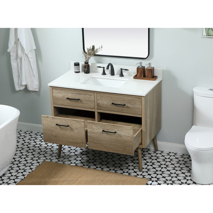 Elegant Boise 42" Single Bathroom Vanity, Natural Oak/Backsplash