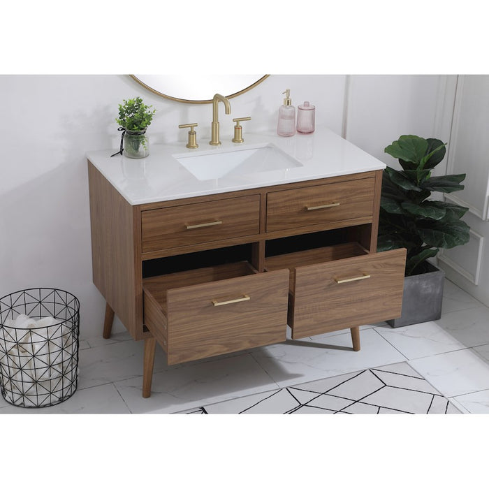 Elegant Kitchen/Bath Boise 42" Bathroom Vanity, Walnut Brown