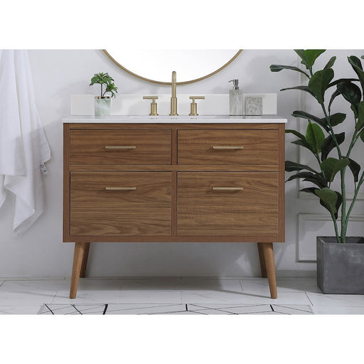 Elegant Boise 42" Bathroom Vanity, Walnut Brown/Backsplash