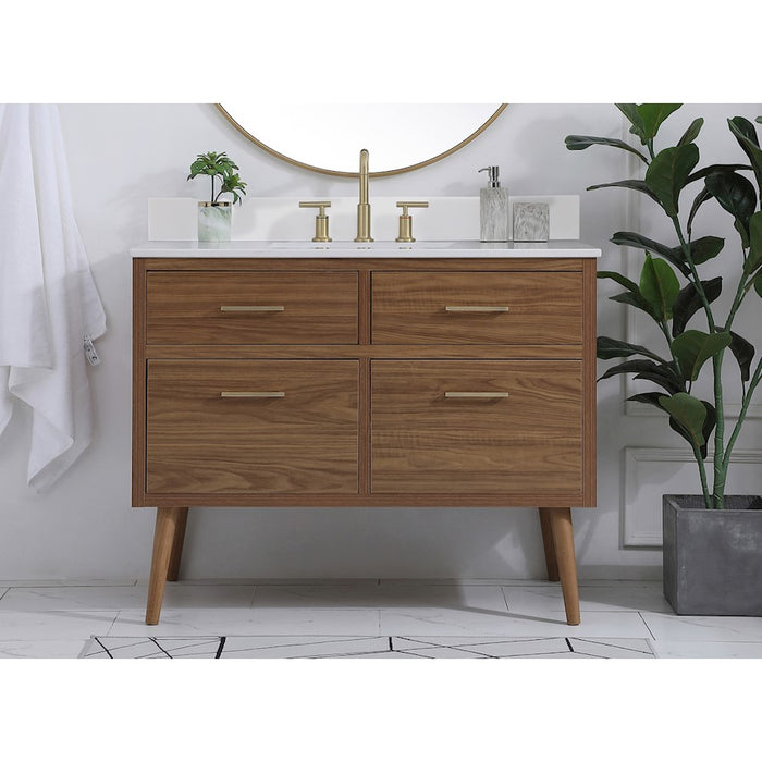 Elegant Boise 42" Bathroom Vanity, Walnut Brown/Backsplash