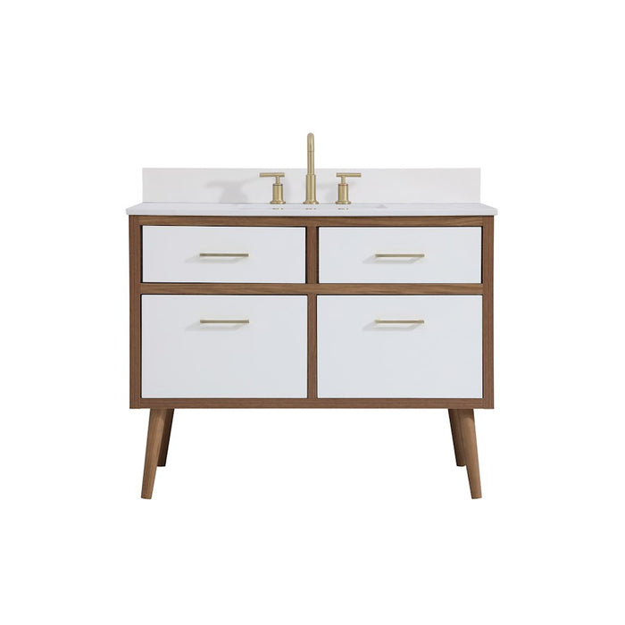 Elegant Kitchen/Bath Boise 42" Bathroom Vanity, White/Backsplash - VF41042WH-BS