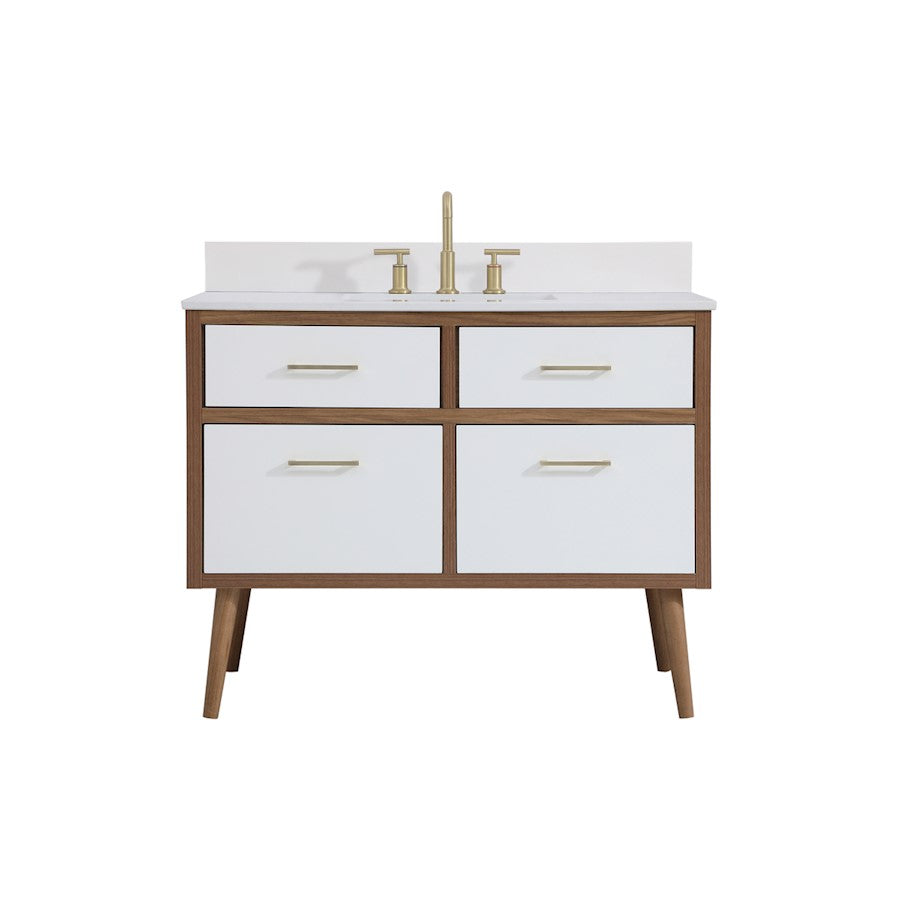 Elegant Kitchen/Bath Boise 42" Bathroom Vanity, White/Backsplash - VF41042WH-BS