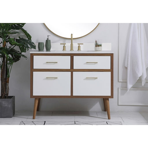 Elegant Kitchen/Bath Boise 42" Bathroom Vanity, White/Backsplash