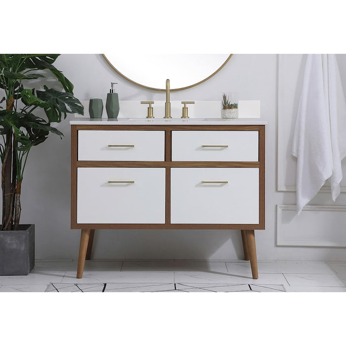 Elegant Kitchen/Bath Boise 42" Bathroom Vanity, White/Backsplash