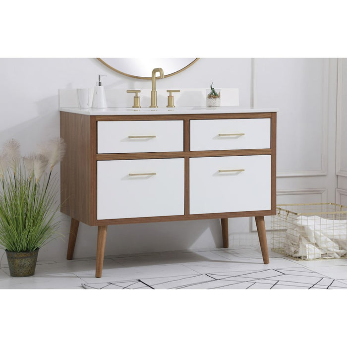 Elegant Kitchen/Bath Boise 42" Bathroom Vanity, White/Backsplash