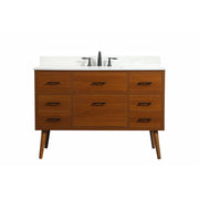 Elegant Boise 48" Single Bathroom Vanity, Teak/Backsplash - VF41048MTK-BS
