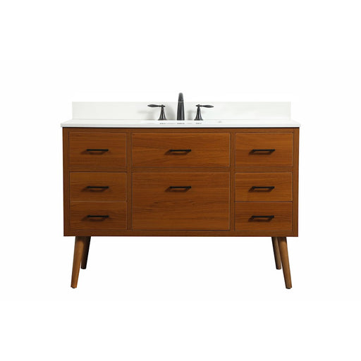Elegant Boise 48" Single Bathroom Vanity, Teak/Backsplash - VF41048MTK-BS