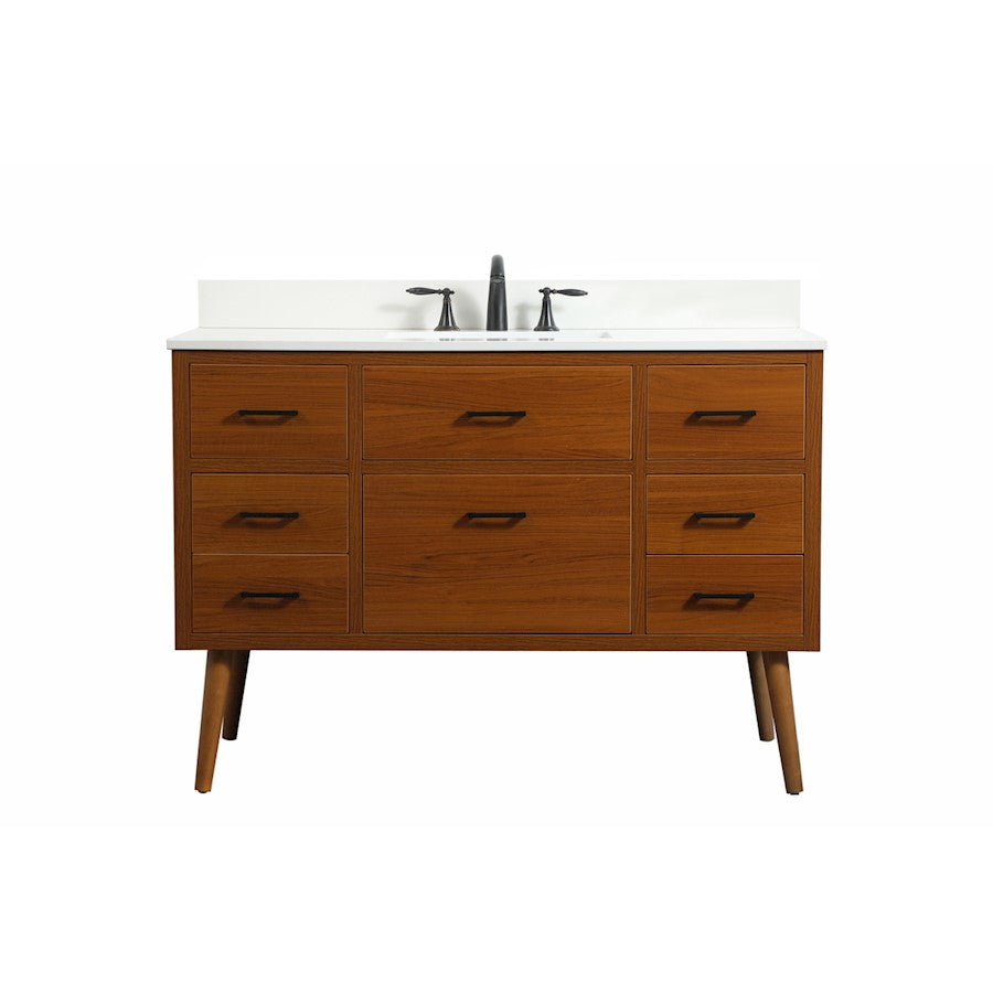 Elegant Boise 48" Single Bathroom Vanity, Teak/Backsplash - VF41048MTK-BS