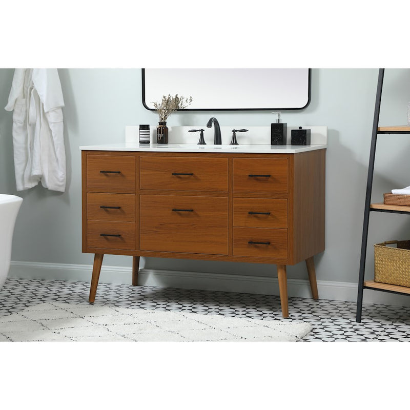 Elegant Boise 48" Single Bathroom Vanity, Teak/Backsplash