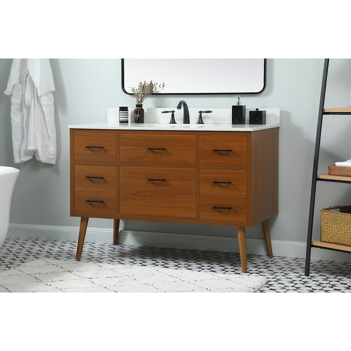 Elegant Boise 48" Single Bathroom Vanity, Teak/Backsplash