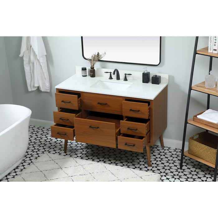 Elegant Boise 48" Single Bathroom Vanity, Teak/Backsplash