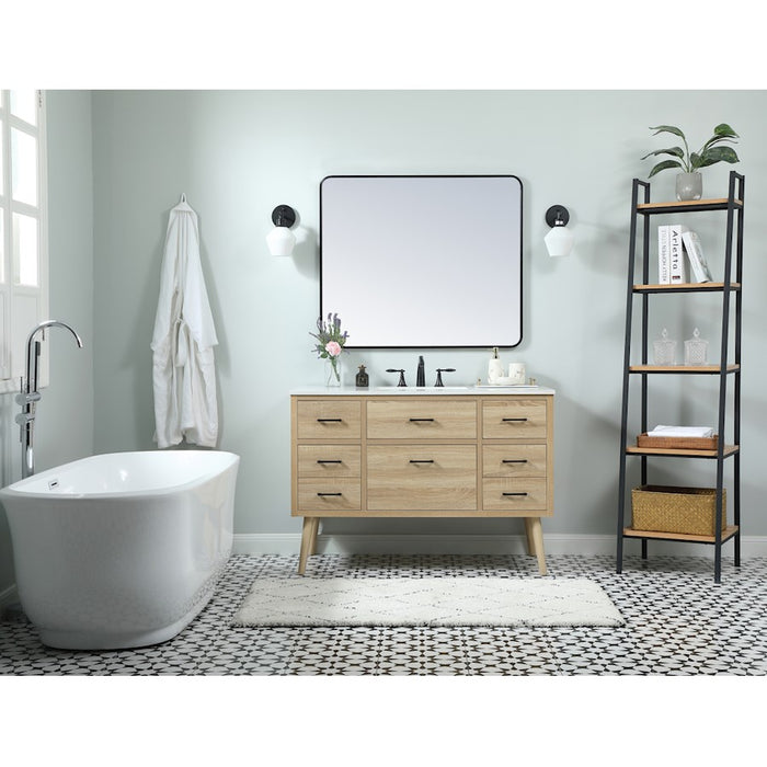 Elegant Boise 48" Single Bathroom Vanity, Teak/Backsplash