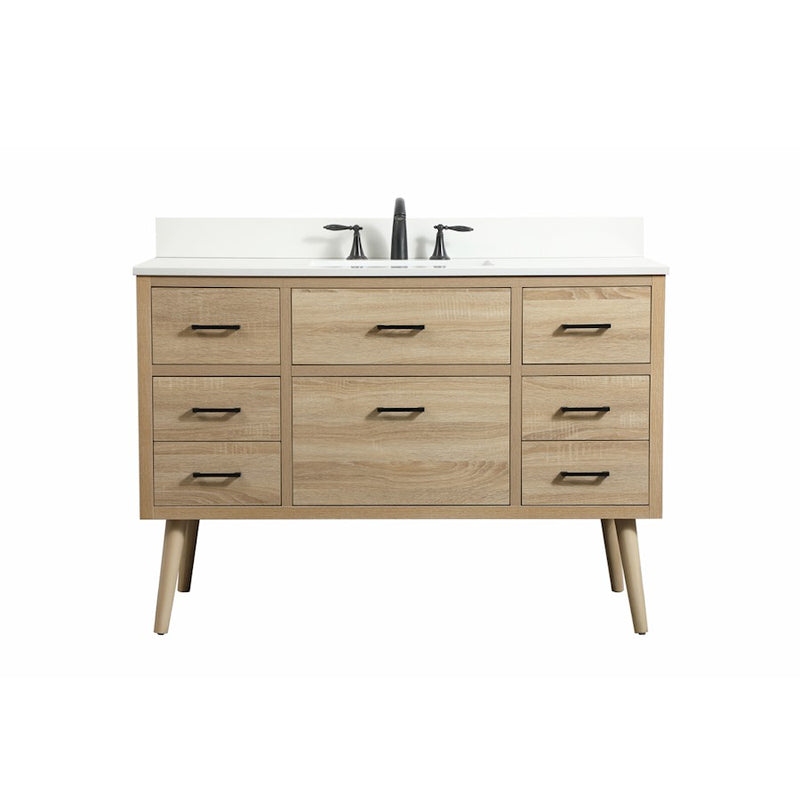 Elegant Boise 48" Single Bathroom Vanity, Mango Wood/Backsplash - VF41048MW-BS
