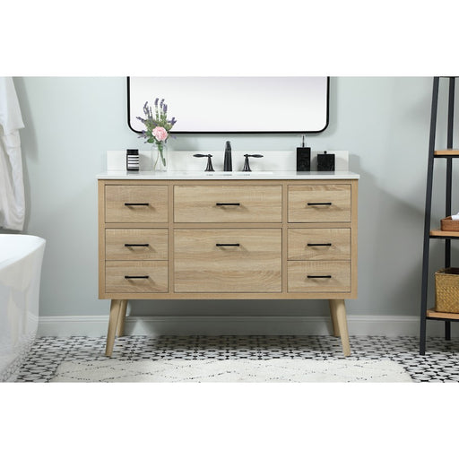Elegant Boise 48" Single Bathroom Vanity, Mango Wood/Backsplash