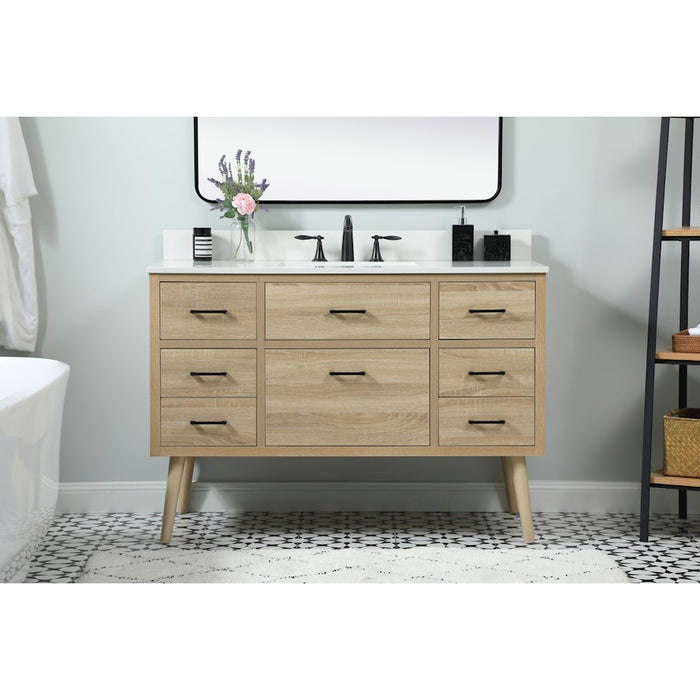 Elegant Boise 48" Single Bathroom Vanity, Mango Wood/Backsplash