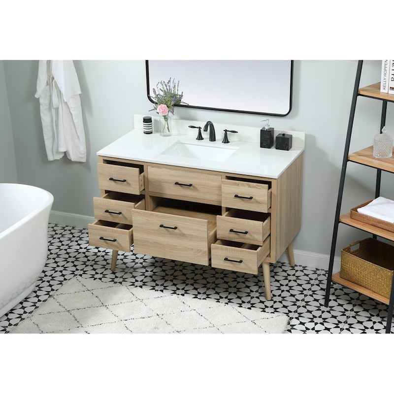 Elegant Boise 48" Single Bathroom Vanity, Mango Wood/Backsplash
