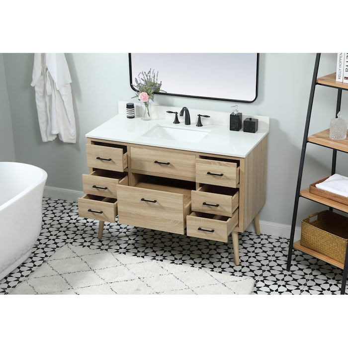 Elegant Boise 48" Single Bathroom Vanity, Mango Wood/Backsplash