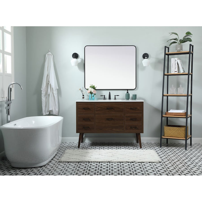 Elegant Boise 48" Single Bathroom Vanity, Mango Wood/Backsplash