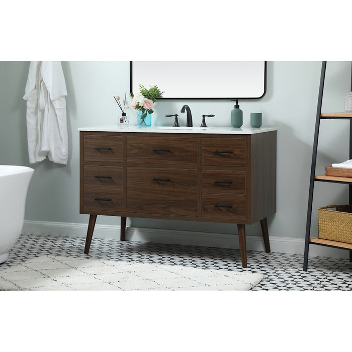 Elegant Kitchen/Bath Boise 48" Single Bathroom Vanity, Walnut
