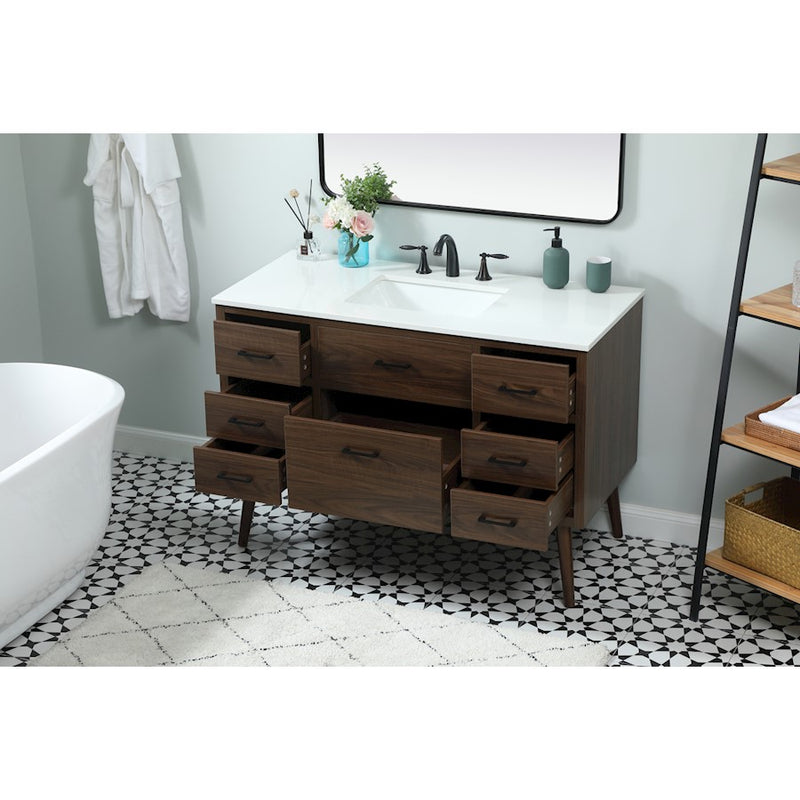 Elegant Kitchen/Bath Boise 48" Single Bathroom Vanity, Walnut