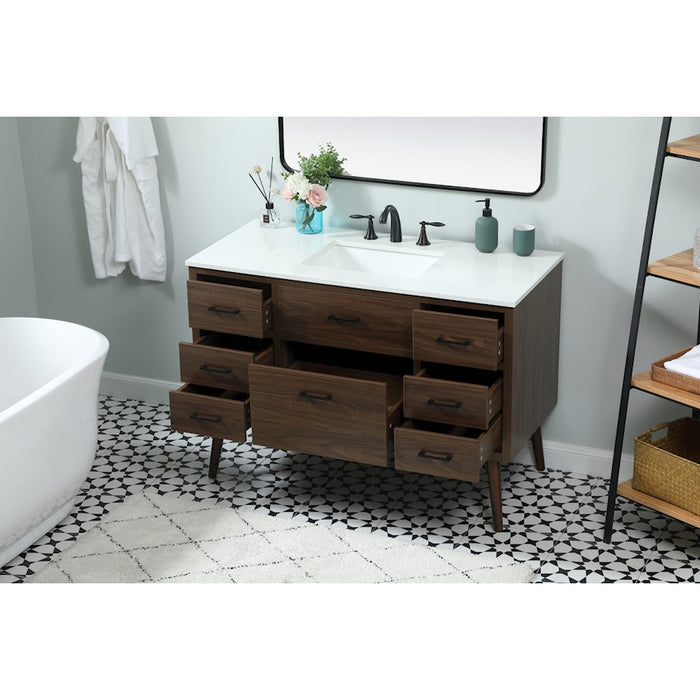 Elegant Kitchen/Bath Boise 48" Single Bathroom Vanity, Walnut