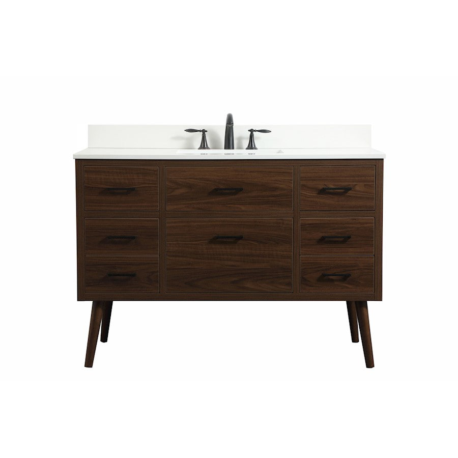 Elegant Boise 48" Single Bathroom Vanity, Walnut/Backsplash - VF41048MWT-BS