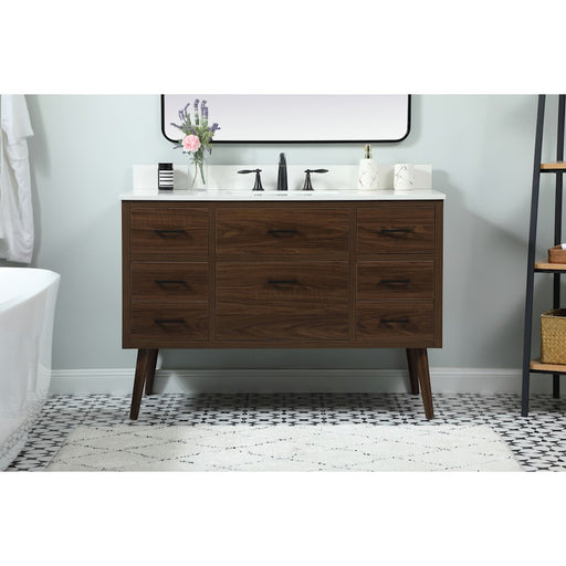 Elegant Boise 48" Single Bathroom Vanity, Walnut/Backsplash