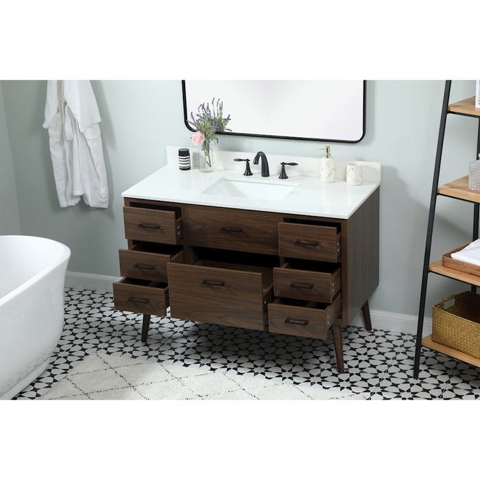 Elegant Boise 48" Single Bathroom Vanity, Walnut/Backsplash