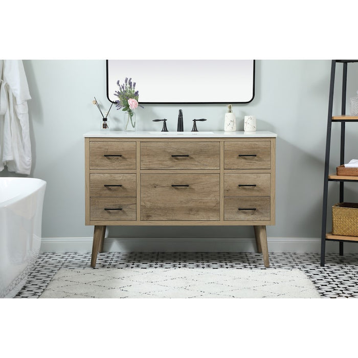 Elegant Kitchen/Bath Boise 48" Single Bathroom Vanity, Natural Oak