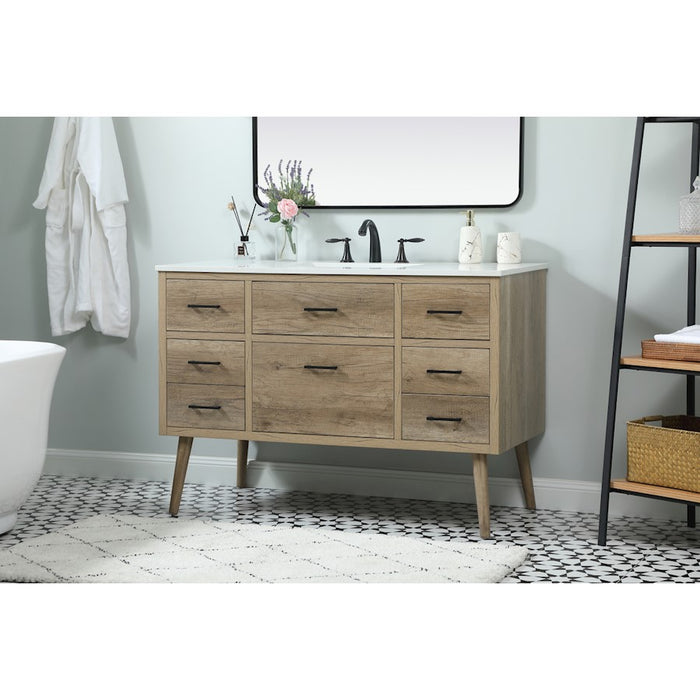 Elegant Kitchen/Bath Boise 48" Single Bathroom Vanity, Natural Oak