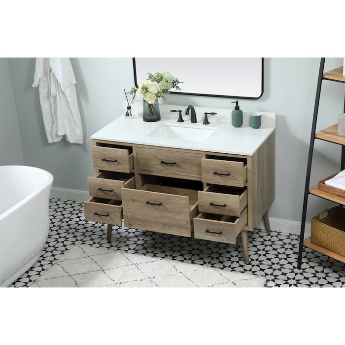 Elegant Boise 48" Single Bathroom Vanity, Natural Oak/Backsplash