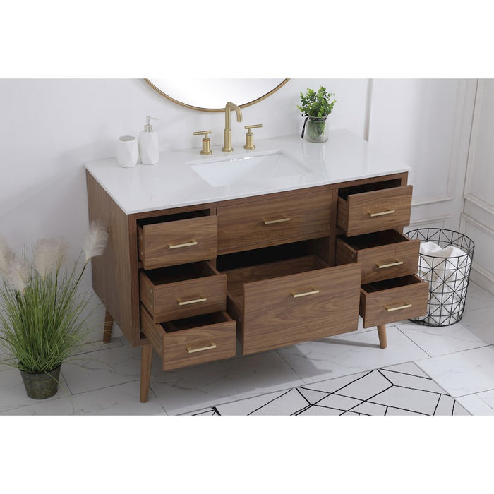 Elegant Kitchen/Bath Boise 48" Bathroom Vanity, Walnut Brown
