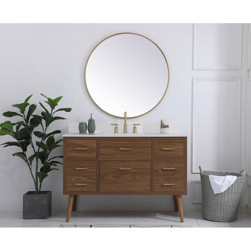 Elegant Kitchen/Bath Boise 48" Bathroom Vanity, Walnut Brown