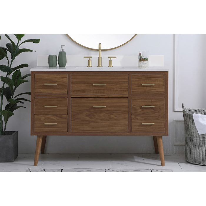 Elegant Boise 48" Bathroom Vanity, Walnut Brown/Backsplash