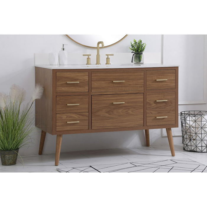 Elegant Boise 48" Bathroom Vanity, Walnut Brown/Backsplash
