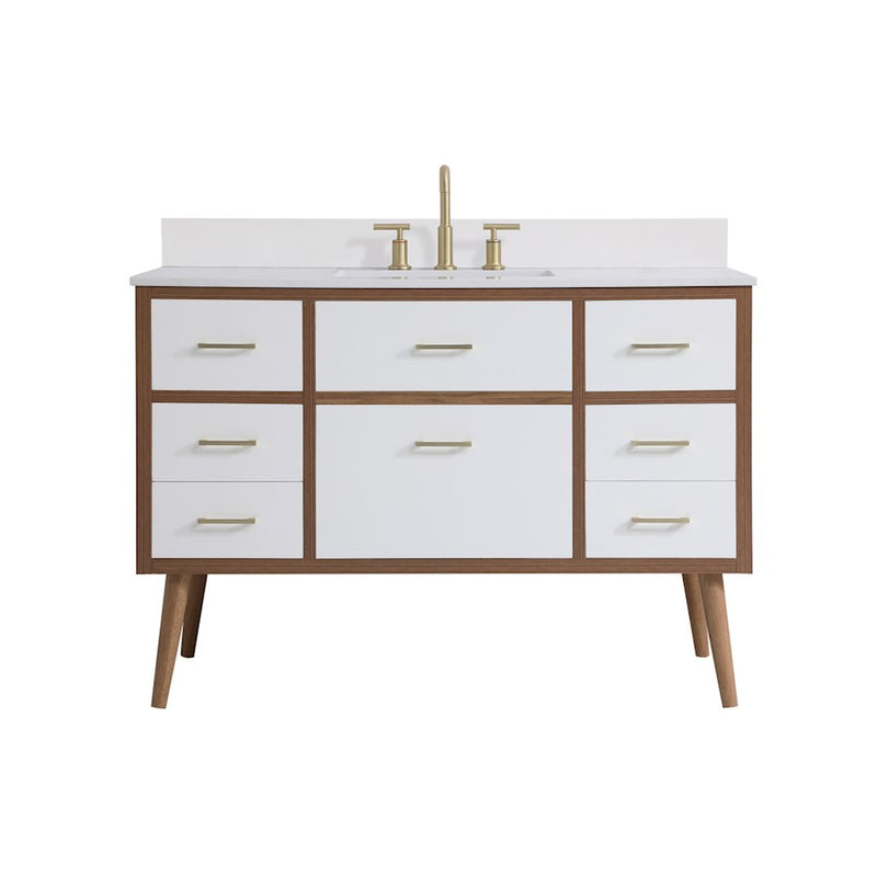 Elegant Kitchen/Bath Boise 48" Bathroom Vanity, White/Backsplash - VF41048WH-BS