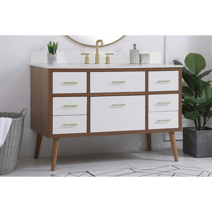 Elegant Kitchen/Bath Boise 48" Bathroom Vanity, White/Backsplash