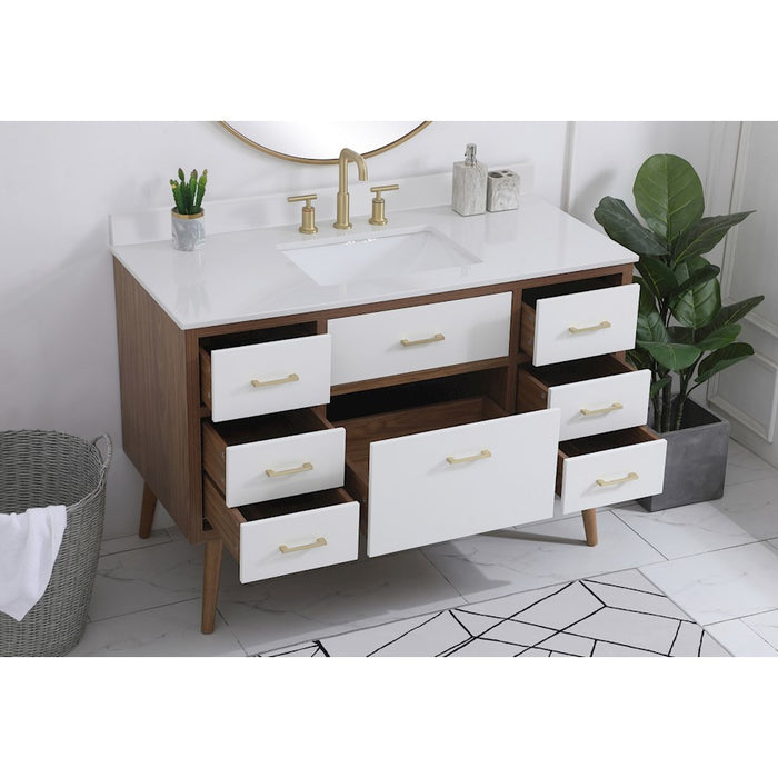 Elegant Kitchen/Bath Boise 48" Bathroom Vanity, White/Backsplash