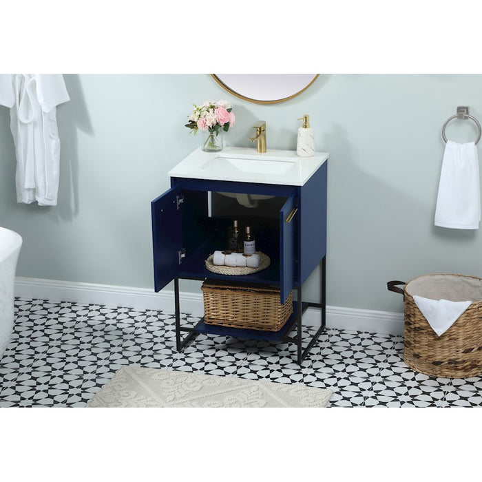 Elegant Kitchen/Bath Sloane 24" Single Bathroom Vanity, Blue