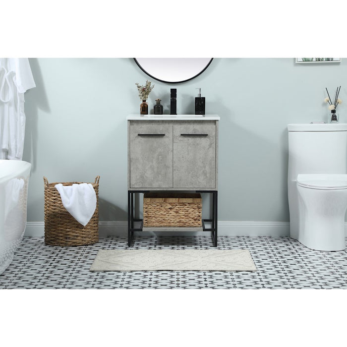 Elegant Sloane 24" Single Bathroom Vanity, Concrete Grey