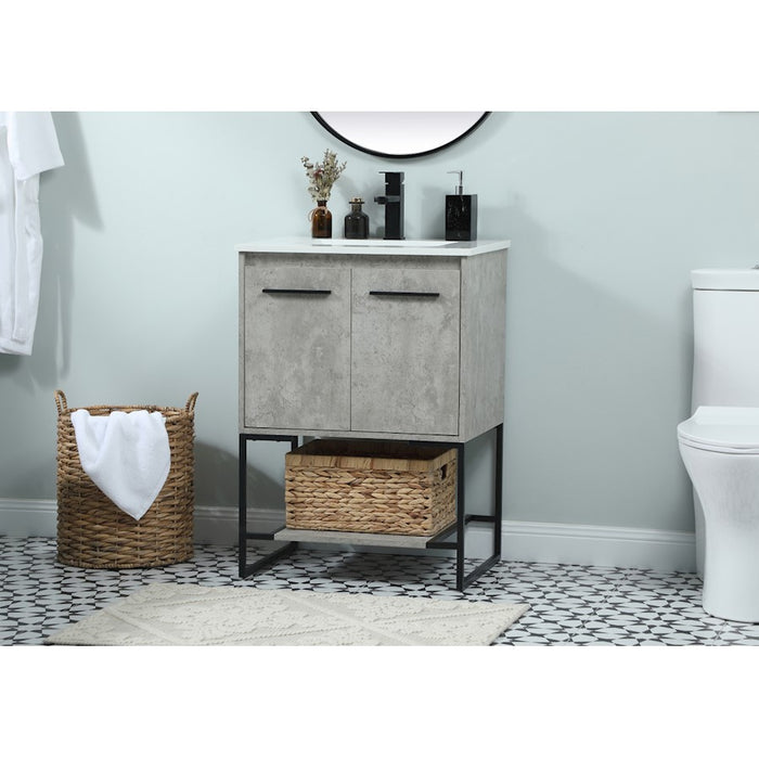 Elegant Sloane 24" Single Bathroom Vanity, Concrete Grey