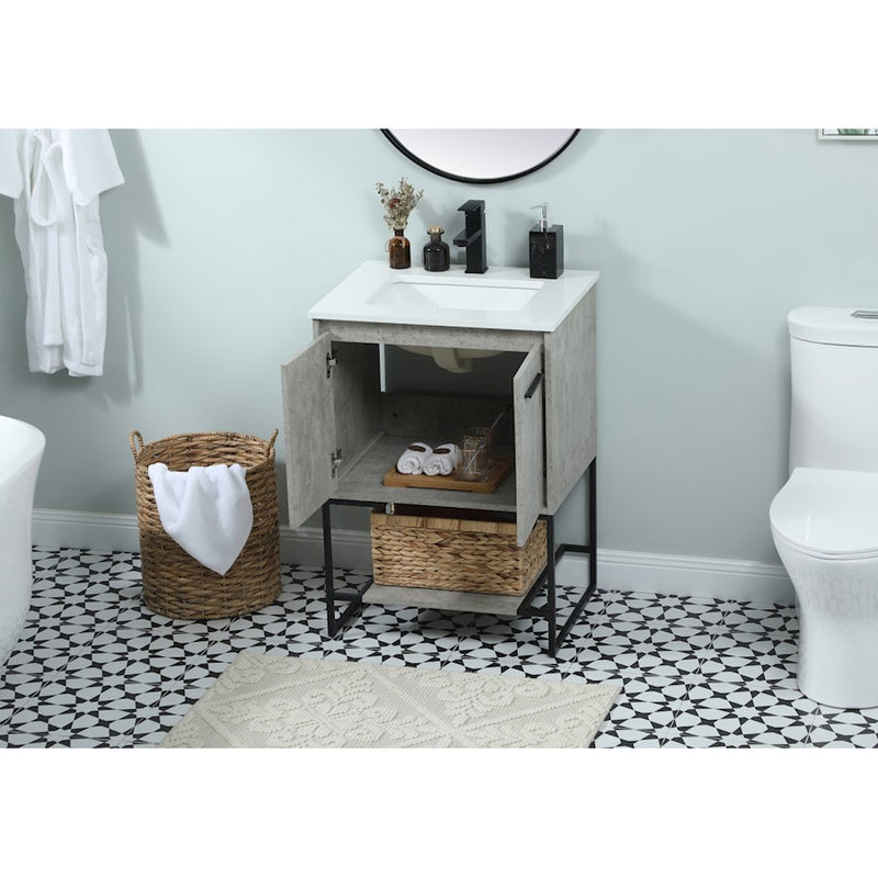 Elegant Sloane 24" Single Bathroom Vanity, Concrete Grey