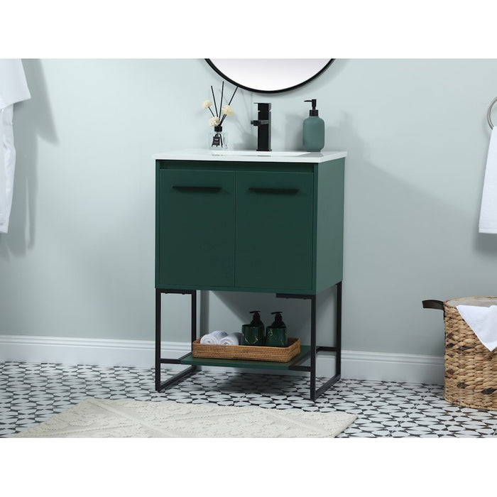 Elegant Kitchen/Bath Sloane 24" Single Bathroom Vanity, Green