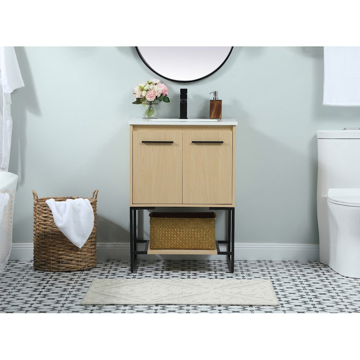 Elegant Kitchen/Bath Sloane 24" Single Bathroom Vanity, Maple