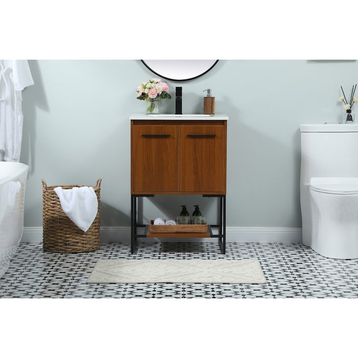 Elegant Kitchen/Bath Sloane 24" Single Bathroom Vanity, Teak