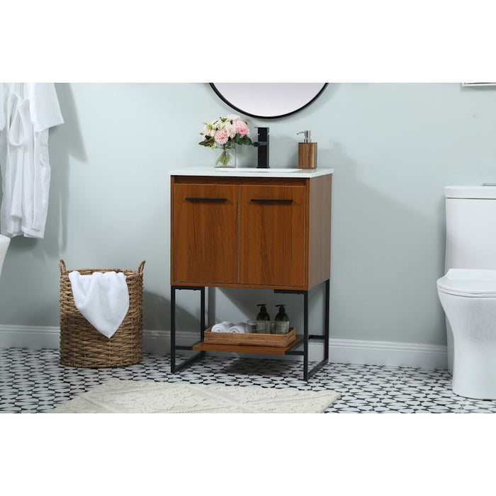 Elegant Kitchen/Bath Sloane 24" Single Bathroom Vanity, Teak