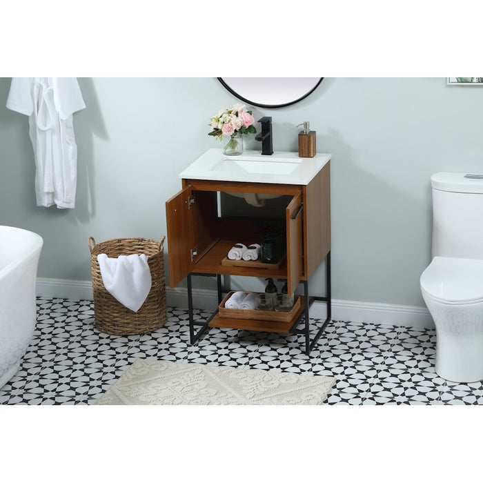 Elegant Kitchen/Bath Sloane 24" Single Bathroom Vanity, Teak