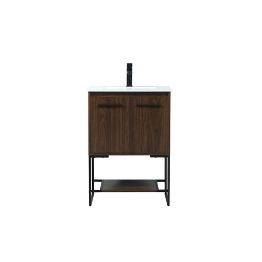 Elegant Kitchen/Bath Sloane 24" Single Bathroom Vanity, Walnut - VF42524MWT